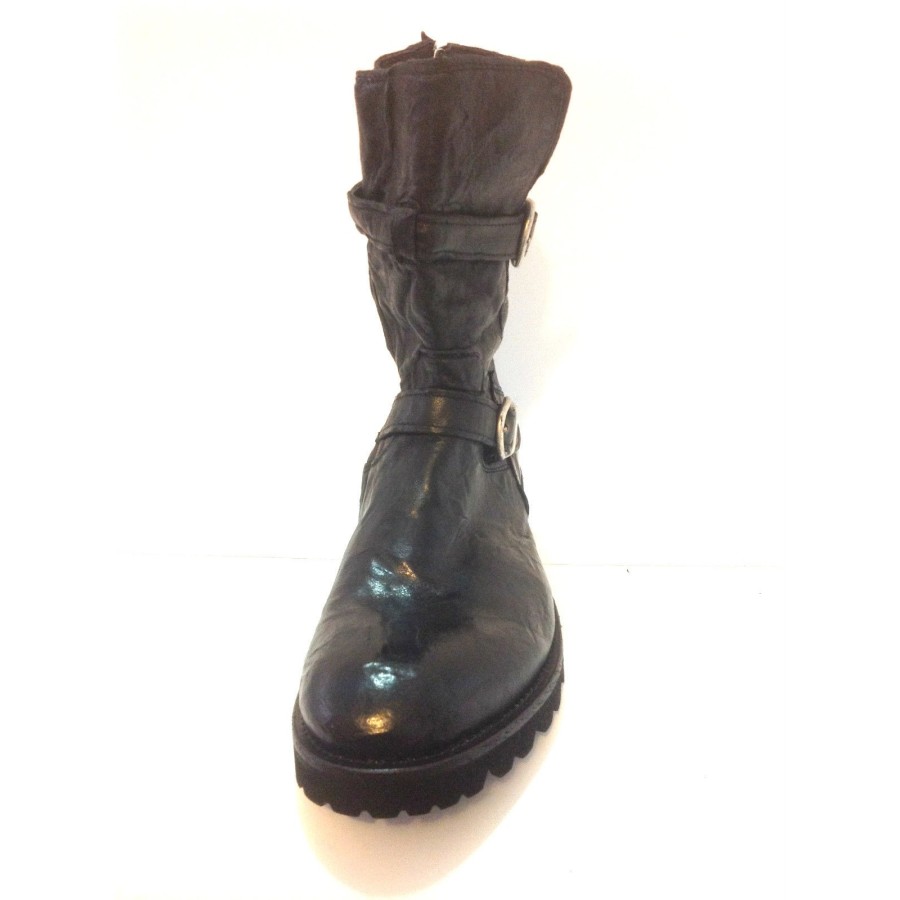 SCARPE UOMO BIKER ALTO FONDO CARRARMATO DAVIDSON NERO MEDUSA VINTAGE
